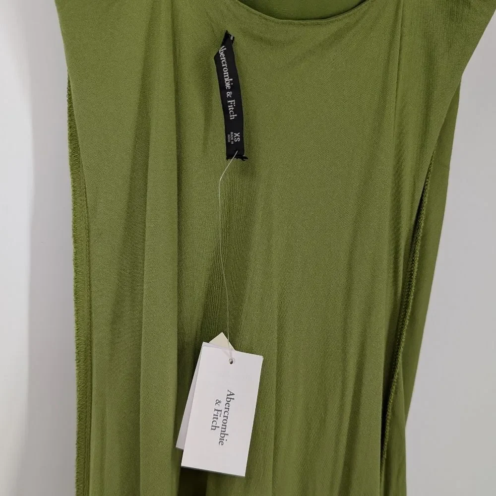 Abercrombie & Fitch Y2K Inspired Green Cowl Neck Slip Maxi Dress X-Small XS NWT